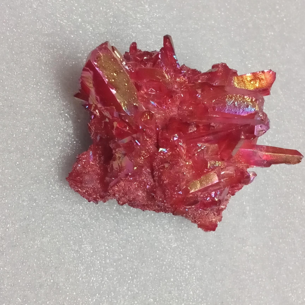 Red Titanium Rainbow Aura Crystal Cluster Decorative Accent - Picture 3 of 4